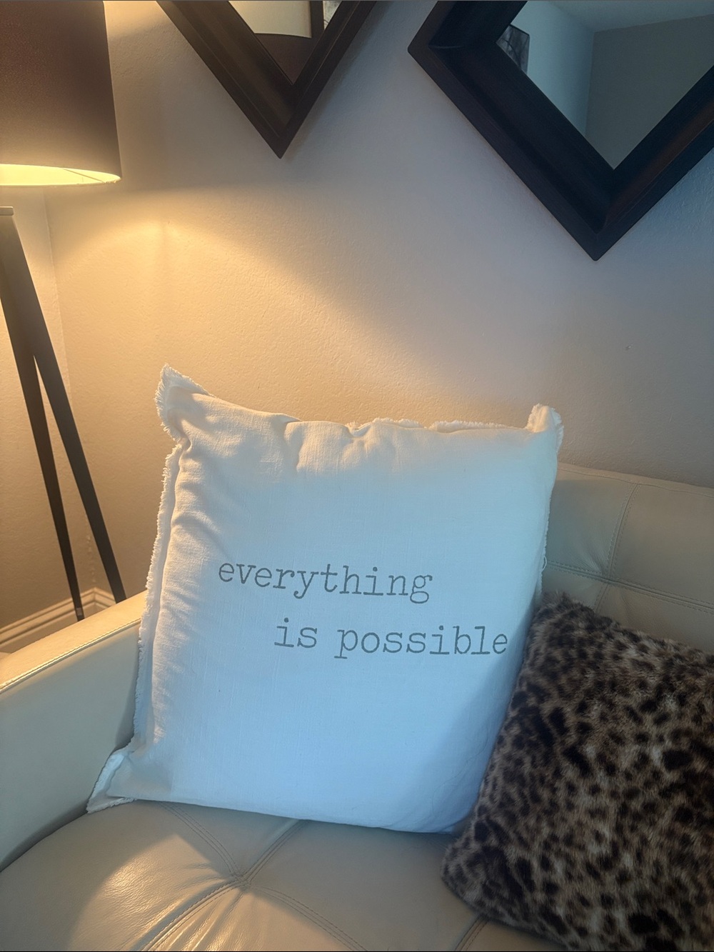 Pillow Cover with wordings "Everything is Possible, 26"x26", NWT